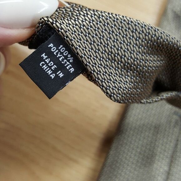 ALFANI Mens Neck Tie Tan Geo Micro Weave Classic Pointed - Picture 4 of 6